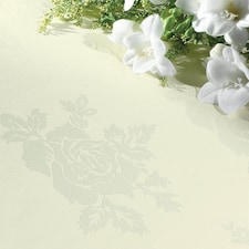 Polyester Rose Design Tablecloth | White | Ivory | 137cm x 178cm