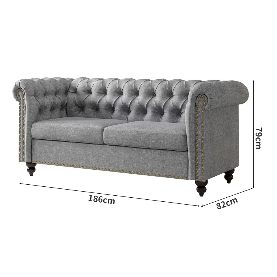 image 1 of Chesterfield Fabric Button back Sofa Settee - Victoria