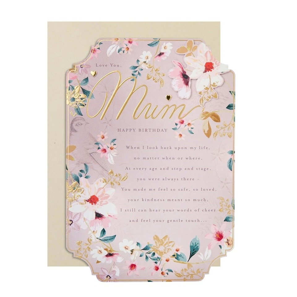 image 1 of Pink Traditional Floral Design with Heartfelt Verse Mum Birthday Card