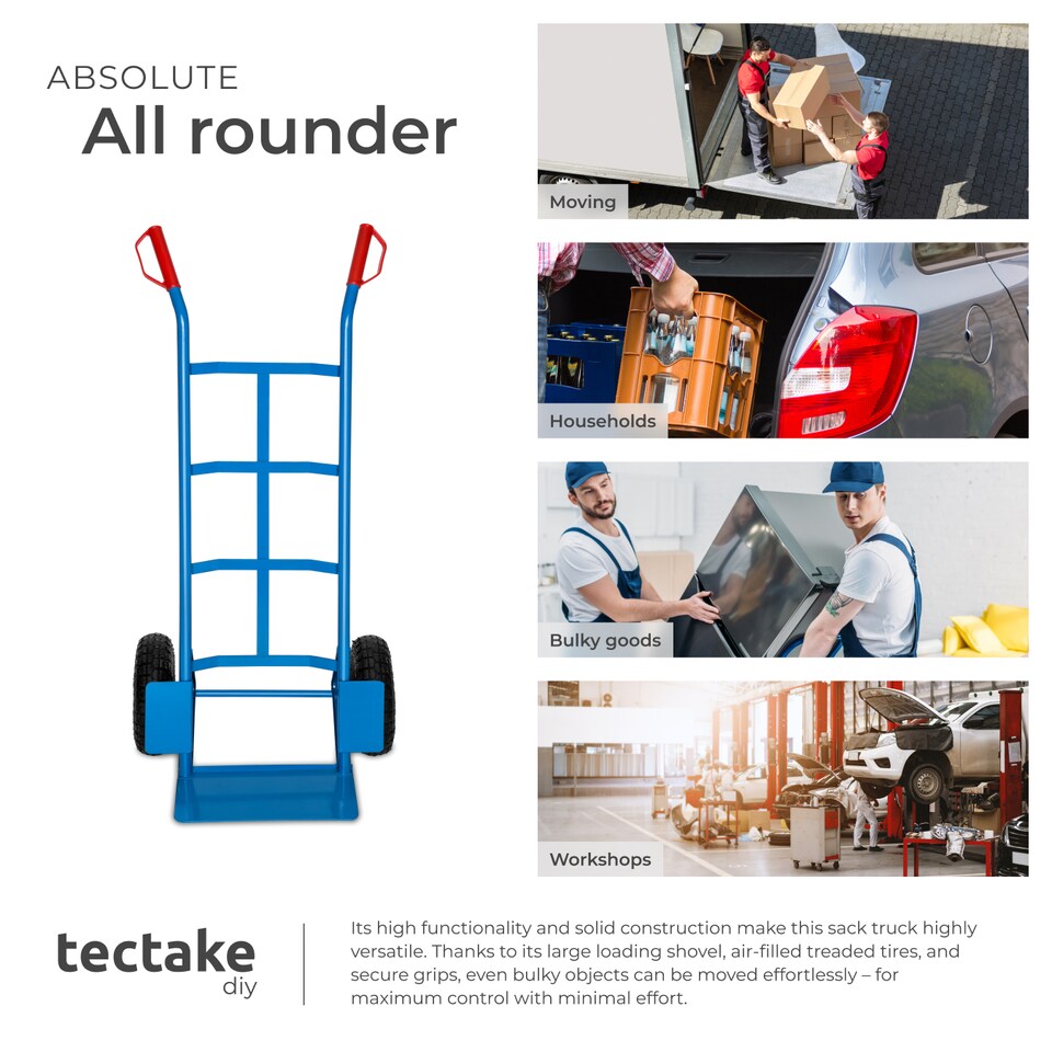 image 1 of Sack Barrow - heavy-duty, 200 kg load capacity, steel frame | Blue | blue | 55 x 44 x 119 cm | 1