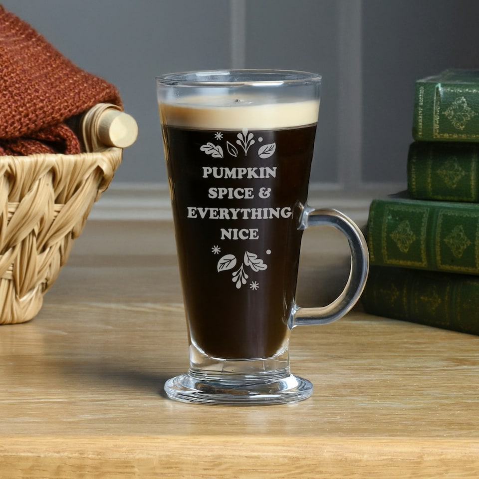 image 1 of Personalised Autumn Latte Glass Clear