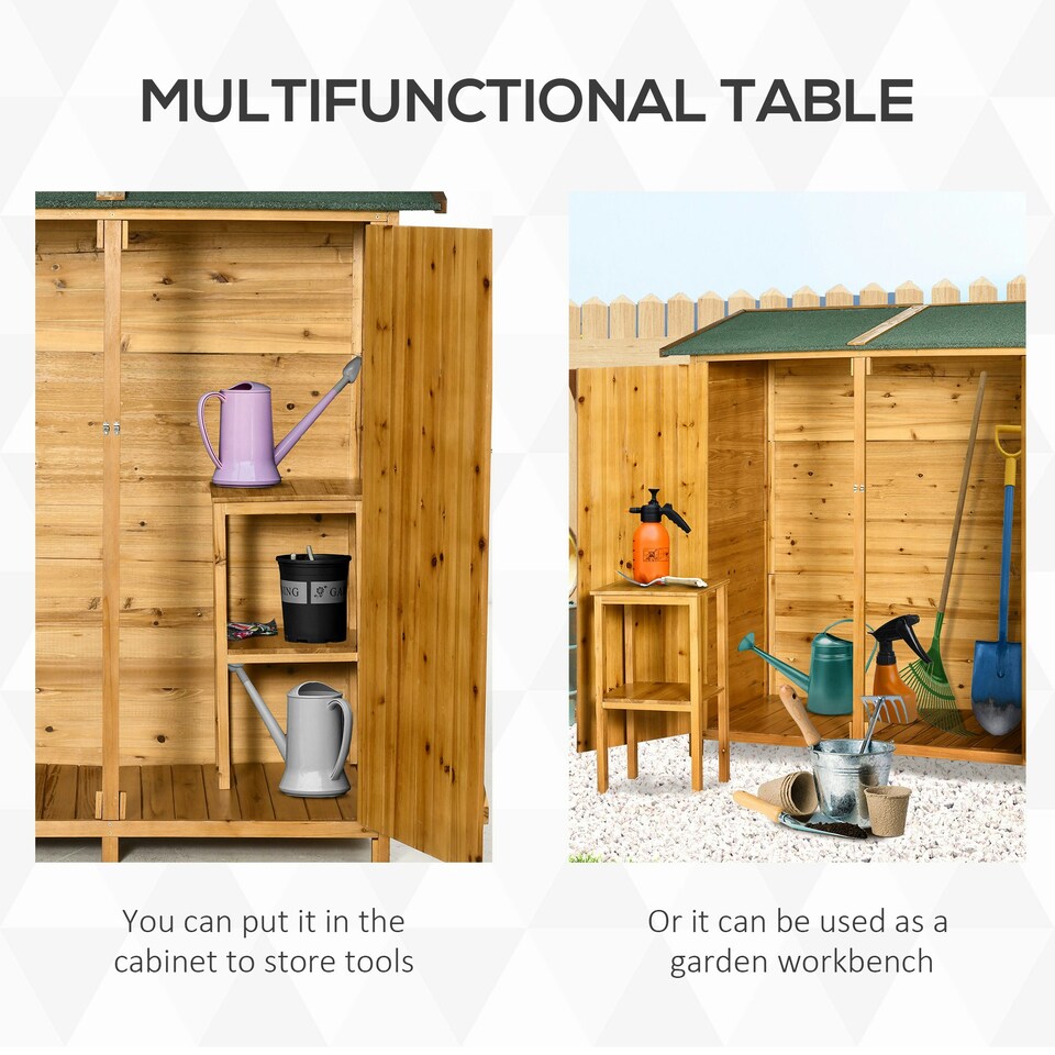 image 1 of Outsunny Garden Storage Shed Tool Organizer, 140x75x157cm, Natural