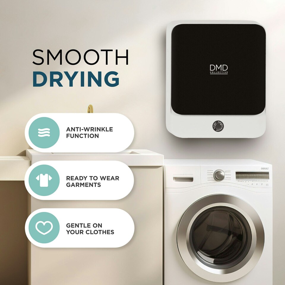 image 1 of DMD 3kg Mini Compact Vented Tumble Dryer, 3 Temperature Settings, Countertop or Wall Mounted, 180mins Timer, Stainless Steel Tub