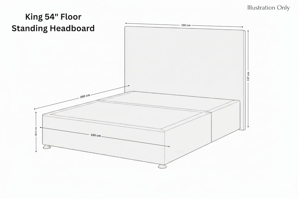 image 1 of Sloomy Kansas Cream Plush Divan Bed Base No Drawers With 54 Inch Floor Standing Headboard | Cream | Cream | King | 1