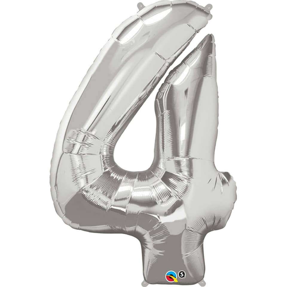 image 1 of Qualatex 34 Inch Metallic Silver Number Balloons (0-9) - Silver - 9