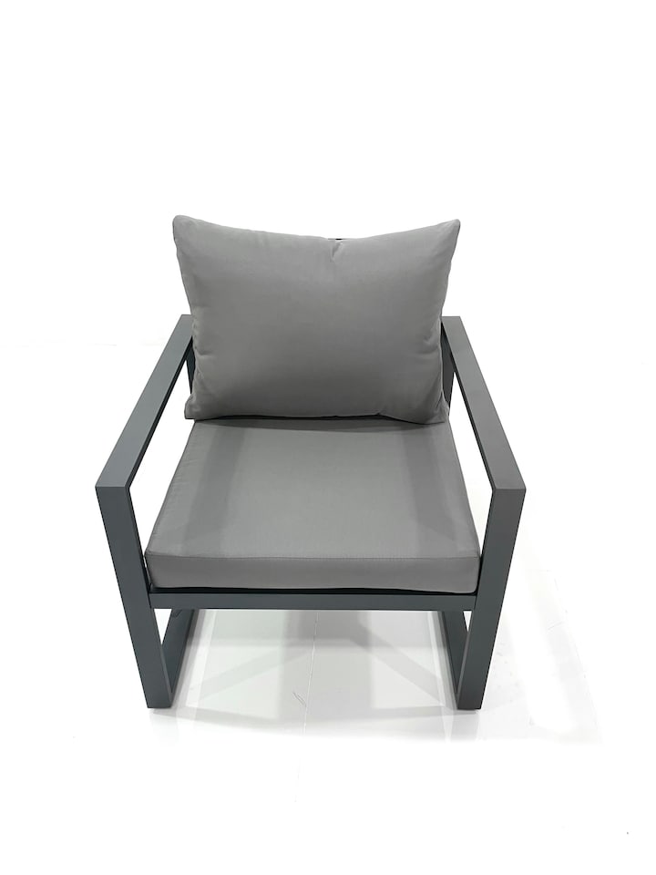 image 1 of Fimous 8 Seater Aluminium Outdoor Garden Furniture Set with Adjustable Rising Lifting Dining Table 3 Seater Sofa 2 Chair 3 Footstool 2 Side Tables Dark Grey