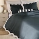 image 2 of OHS Wavy Edge Bedding Set Microfibre Duvet Cover with Pillowcase | Black | Black/Stone | Double