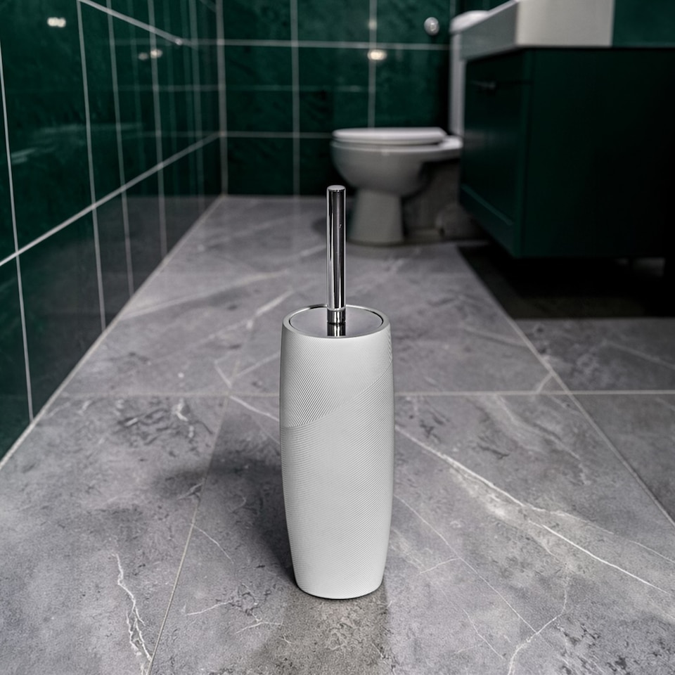image 1 of Ripple White Textured 4 Piece Bathroom Accessory Set | White | White | 1