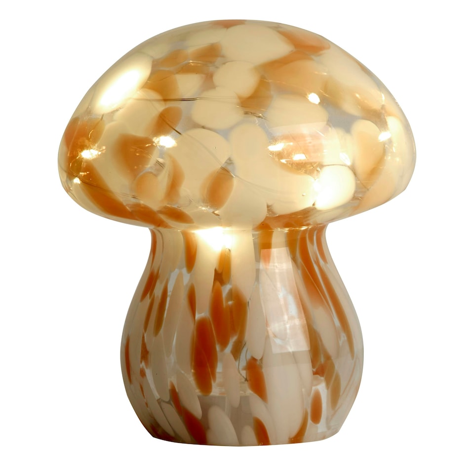 image 1 of LED Glass Mushroom Lamp - Coral Orange