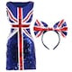 image 1 of Union Jack Sequin Dress & Bow Headband | Blue | S