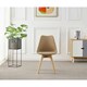 image 2 of Single Scandinavian Dining Chair with Leather Cushions Solid Wood Legs Bronze | Vanilla