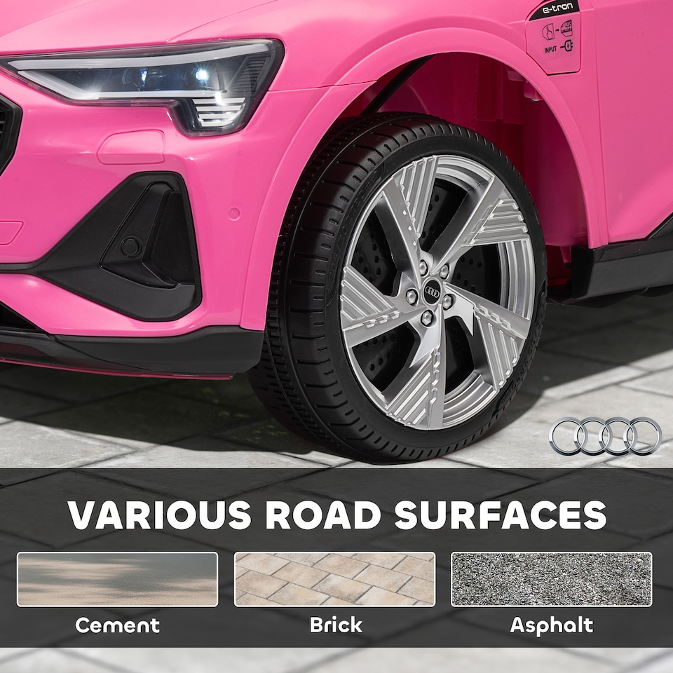 image 1 of HOMCOM Audi E-tron Licensed 12V Kids Electric Ride on, Electric Car for Kids, with Parental Remote, Music Lights MP3, Suspension Wheels, for 3-5 Years, Pink | Pink