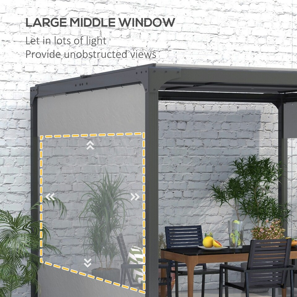 image 1 of Outsunny 3x2m Side Panels with Large Window, for 3(m) Long Pergola, Green