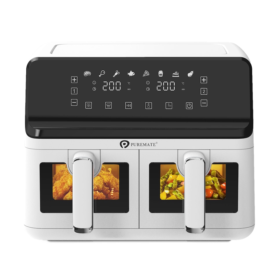 image 1 of PureMate 9 Litre Digital Dual Air Fryer - White