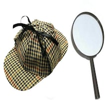 2 Piece Detective Set - Hat & Magnifying Glass Brown | One Size