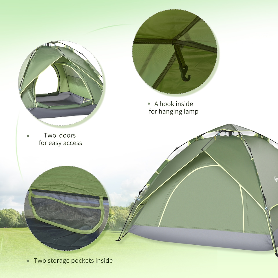 image 1 of Outsunny 2 Man Pop Up Tent Camping Festival Hiking Family Travel Shelter