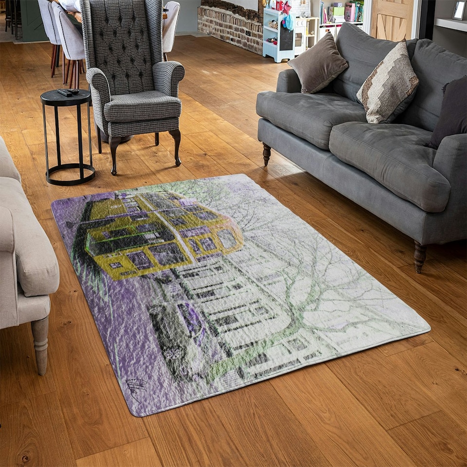 image 1 of London bus YELLOW rear (Rug) Yellow | Large: 140x200cm