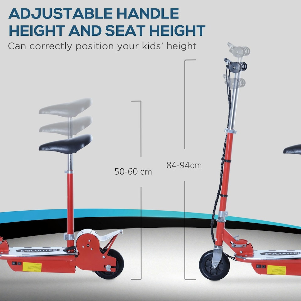 image 1 of HOMCOM Foldable Powered Scooter with Adjustable Seat and Brake, Red