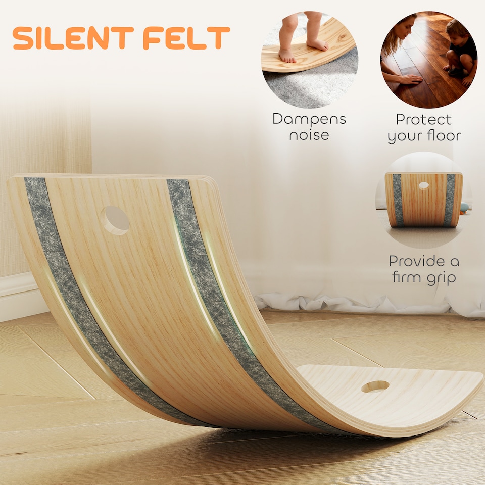 image 1 of AIYAPLAY Kids Wooden Balance Board with Rope and Felt for Sensory Play