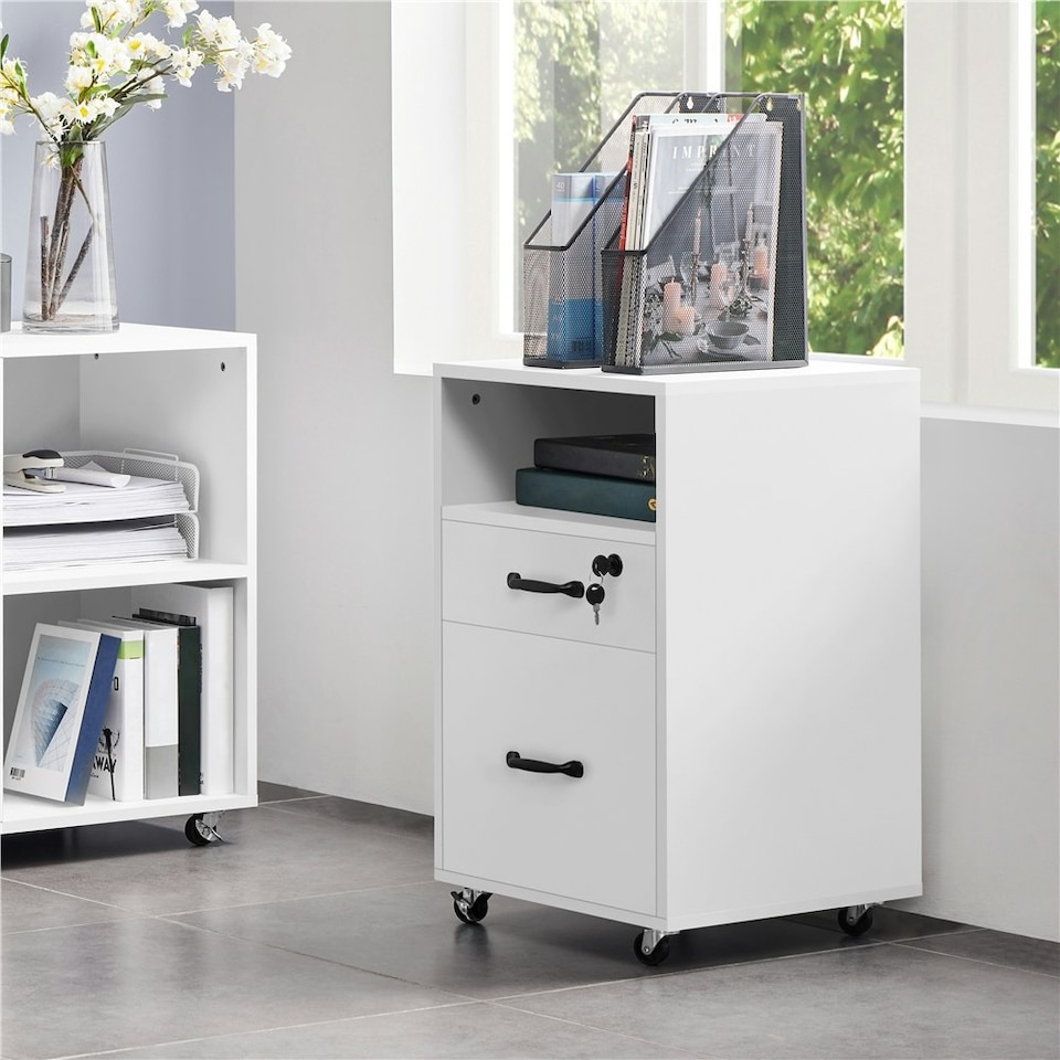 image 1 of Yaheetech 2-Drawer and 1-Open Shelf Vintage File Cabinet