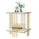 image 1 of 2 Tier Square Faux Marble Side Table Gold Gold