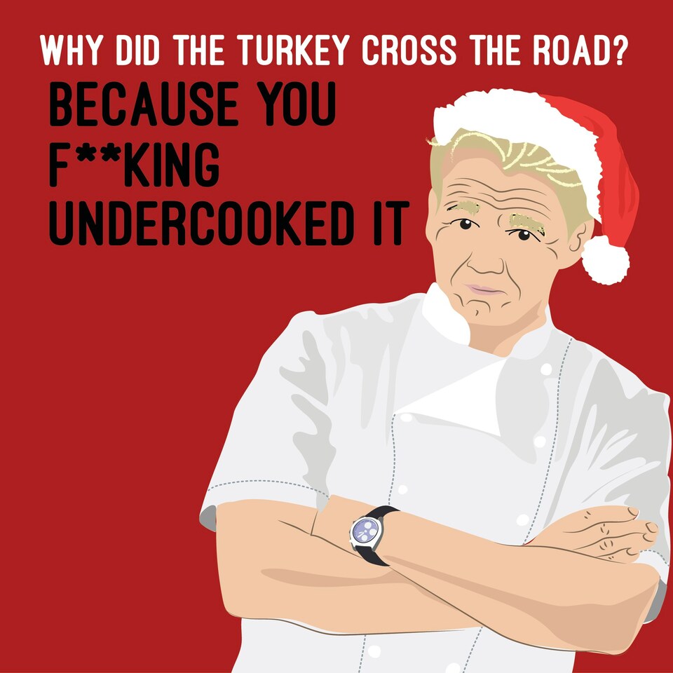 image 1 of Why Did The Turkey Cross The Road? - Funny Gordon Ramsay Christmas Card