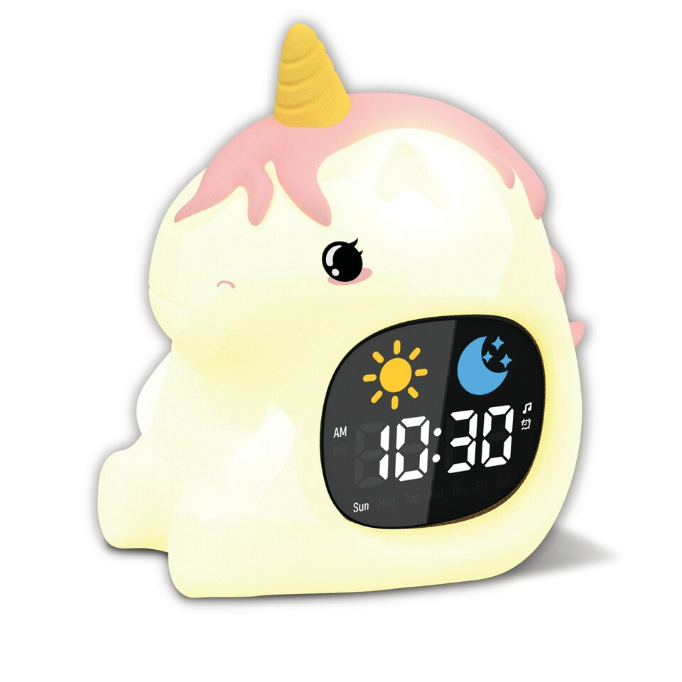 image 1 of Groov-e GVCK02UN Cuties Sleep Trainer Alarm Clock with LED Night Light - Rainbow Unicorn | Multi