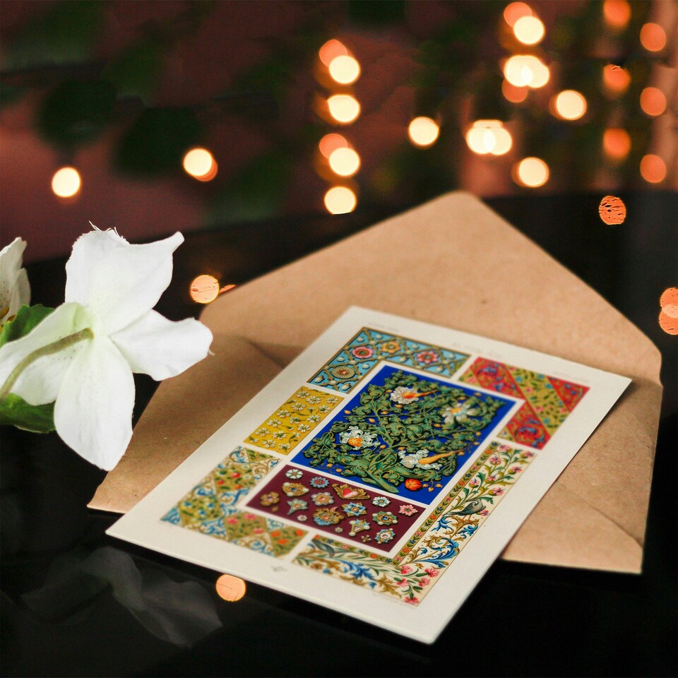 image 1 of Albert Racine Art Card Vintage Floral Middle Ages Patterns