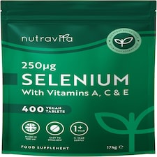Nutravita Selenium Supplements 250mcg with Vitamin A C & E - Support Normal Function of Immune System & Thyroid - 1+ Year Supply - 400 Vegan Tablets