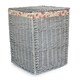 image 1 of Small Grey Wash Square Laundry Basket with Garden Rose Lining | Grey | Rose