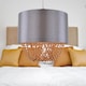 image 7 of Set of 2 Grey Faux Silk & Copper Jewelled Ceiling Light Shades | Grey | Copper | Medium | 2
