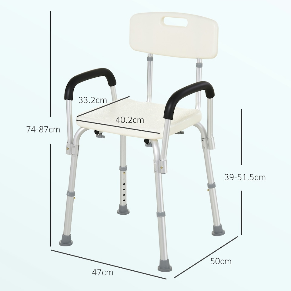 image 1 of HOMCOM Light Weight Aluminum Shower Bench Portable Lift Chair w/ Back & Armrest