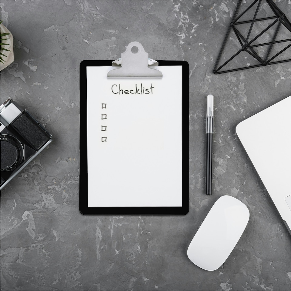 image 1 of Black A5 Clipboard with Butterfly Clip with Ruled Side