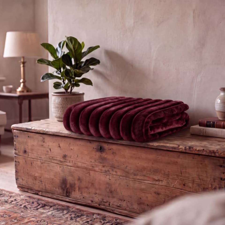 image 1 of Deyongs Alnwick Jumbo Ribbed Supersoft Fleece Throw Blanket