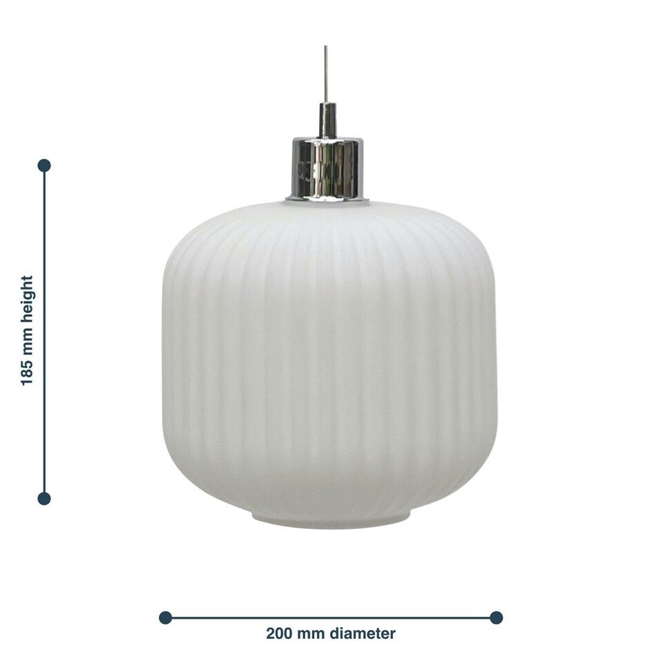 image 1 of First Choice Lighting Set of 2 Bento White Ribbed Glass Easy Fit Pendant Shades White