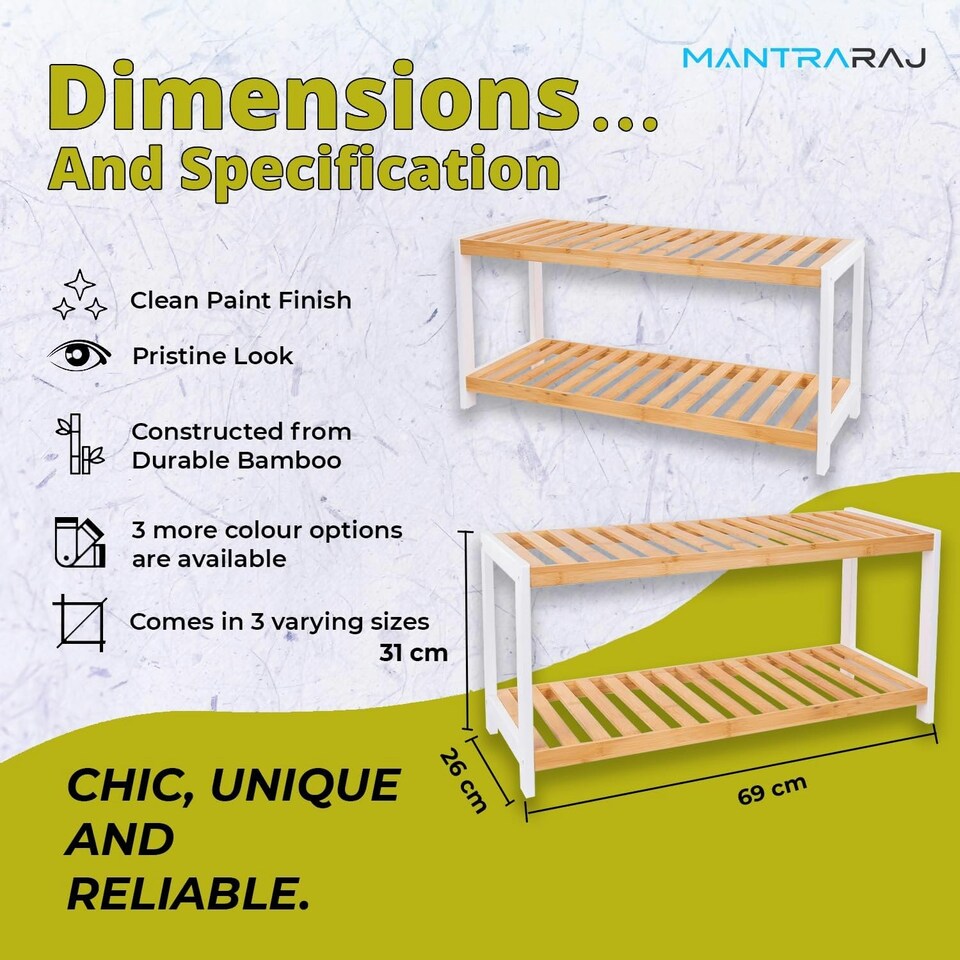 image 1 of 2 Tier Bamboo Shoe Rack Strong Design Shelf Organiser Holds up to 8 Pairs of Shoes Brown