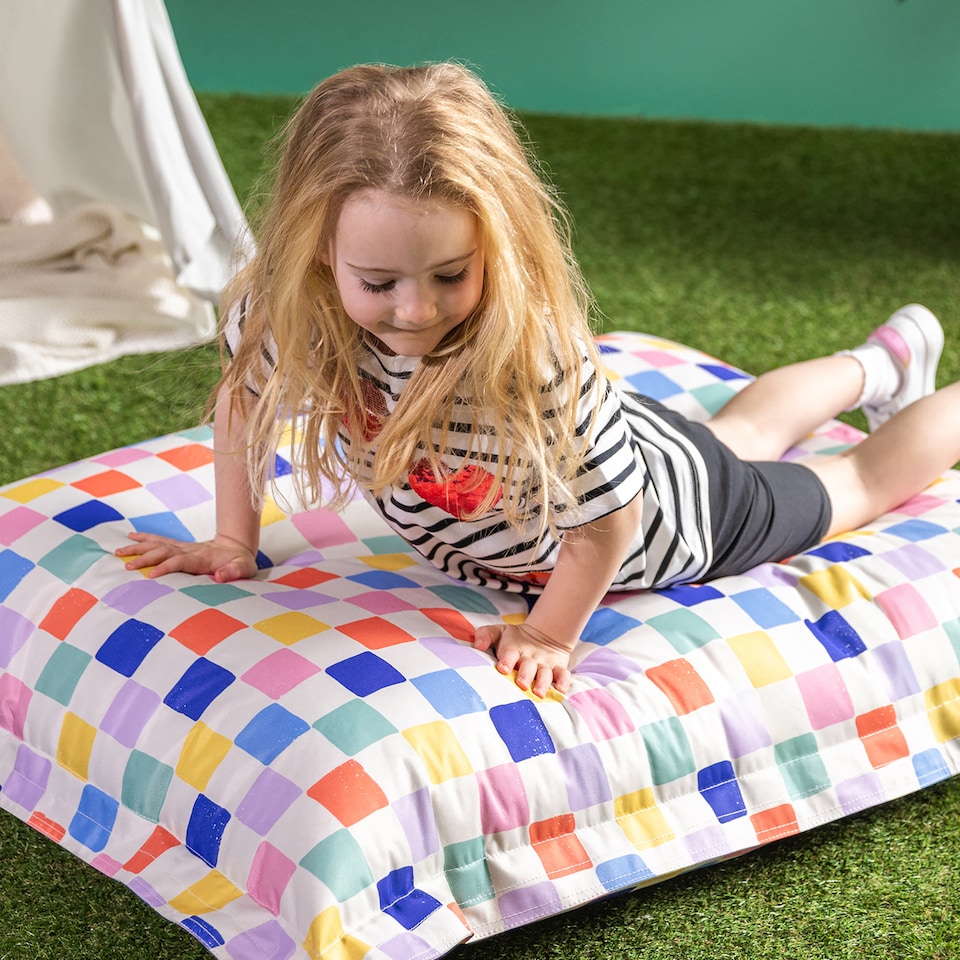 image 1 of icon Kids Giant Floor Cushion Checkfetti Print Multi Coloured