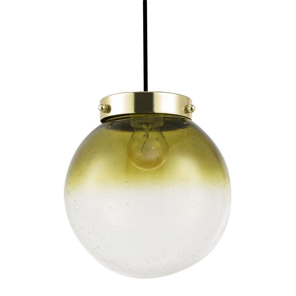 image 1 of Ombre Green and Clear Bubble Glass Pendant Lighting Shade with Gold Lamp Holder | Green | Green | 1