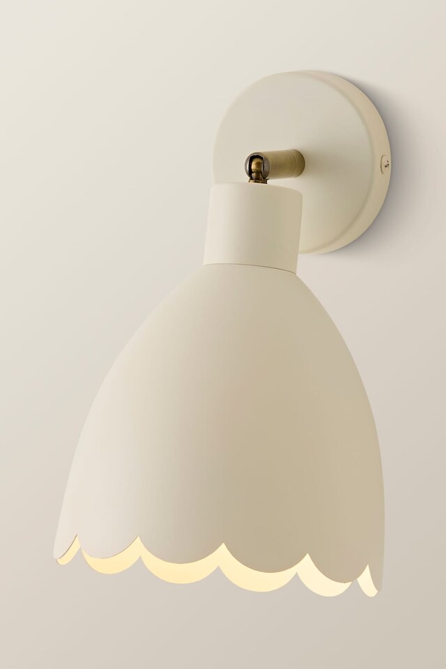 image 1 of ValueLights Millie Cream Scallop Adjustable Wall Light and Bulb