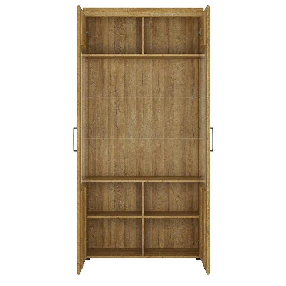image 1 of Cortina Tall Wide 2 Door glazed Display Cabinet in Grandson Oak