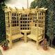 image 1 of Clementine Corner Garden Arbour - 4 Seat, Timber Pergola - 2 Bench & Coffee Table - L150 x W290 x H205 cm - Min. Assembly Required