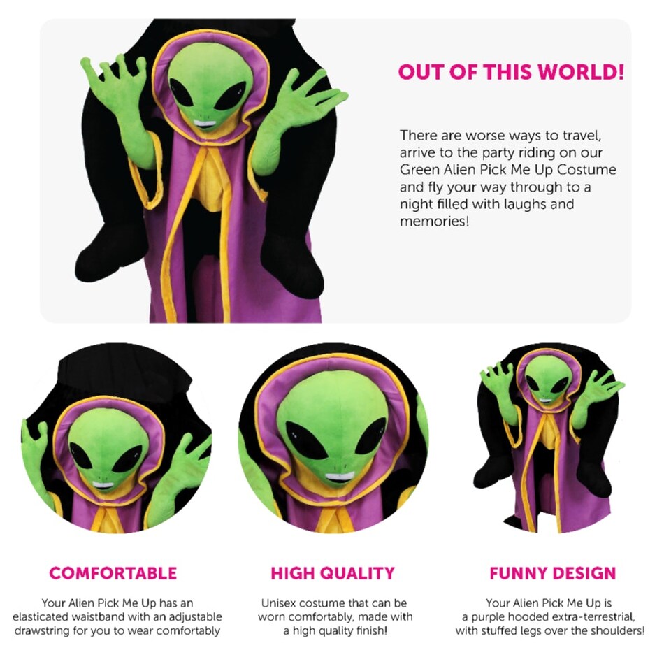 image 1 of Alien Pick me up Costume Green | One Size