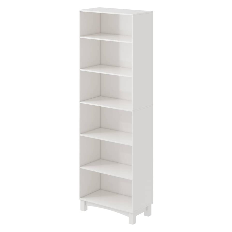 image 1 of Wide Shelf Tier Wooden Bookcase Shelving Modern Open Display Storage Cabinet | White | White 6 Tier | 1
