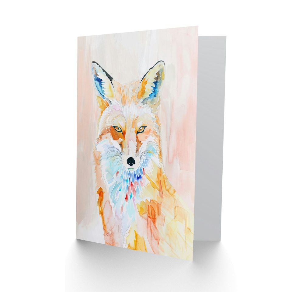 image 1 of Fox Portrait Modern Watercolour Light Colourful Him Her Birthday Card