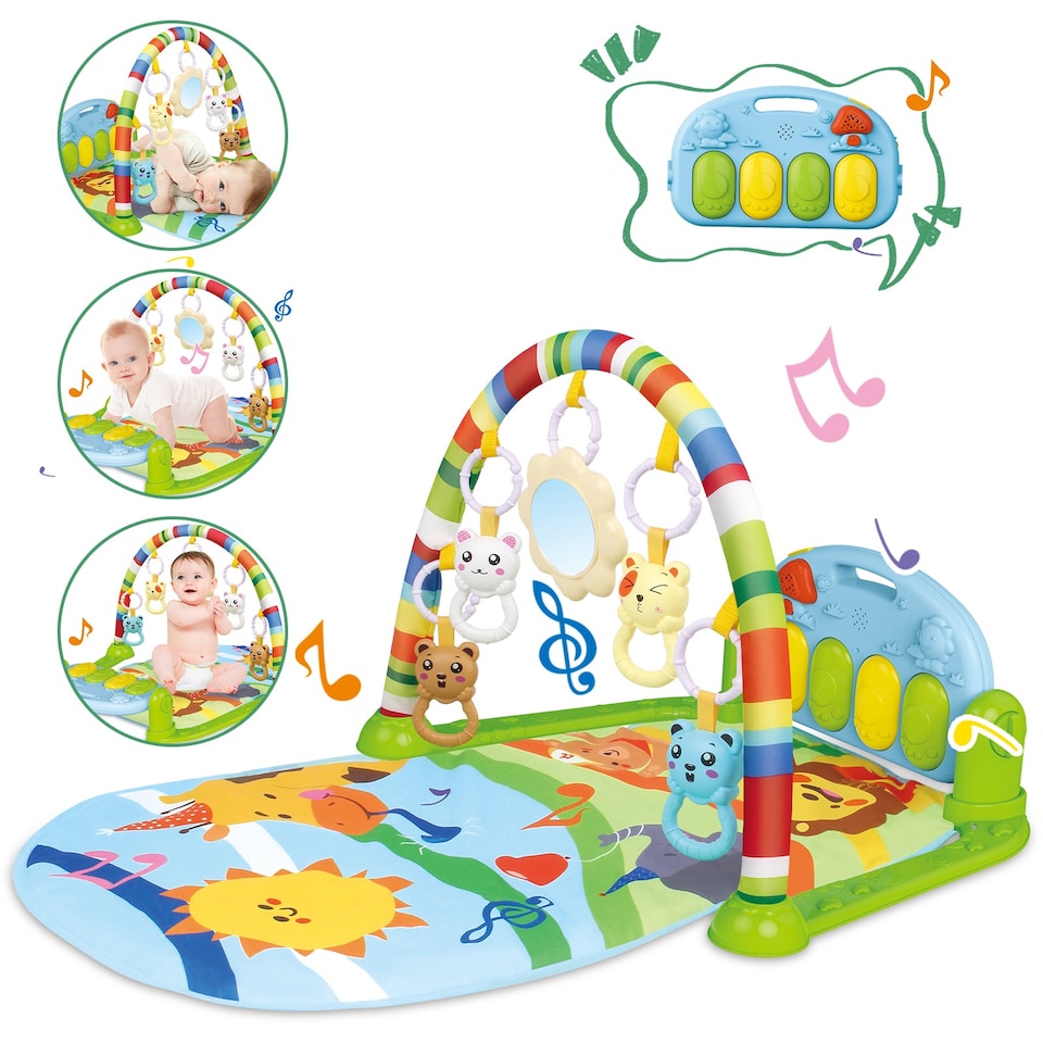 image 1 of 4-in-1 Baby Mat Kick and Piano Gym Music and Soft Light Detachable Activity Play Mat