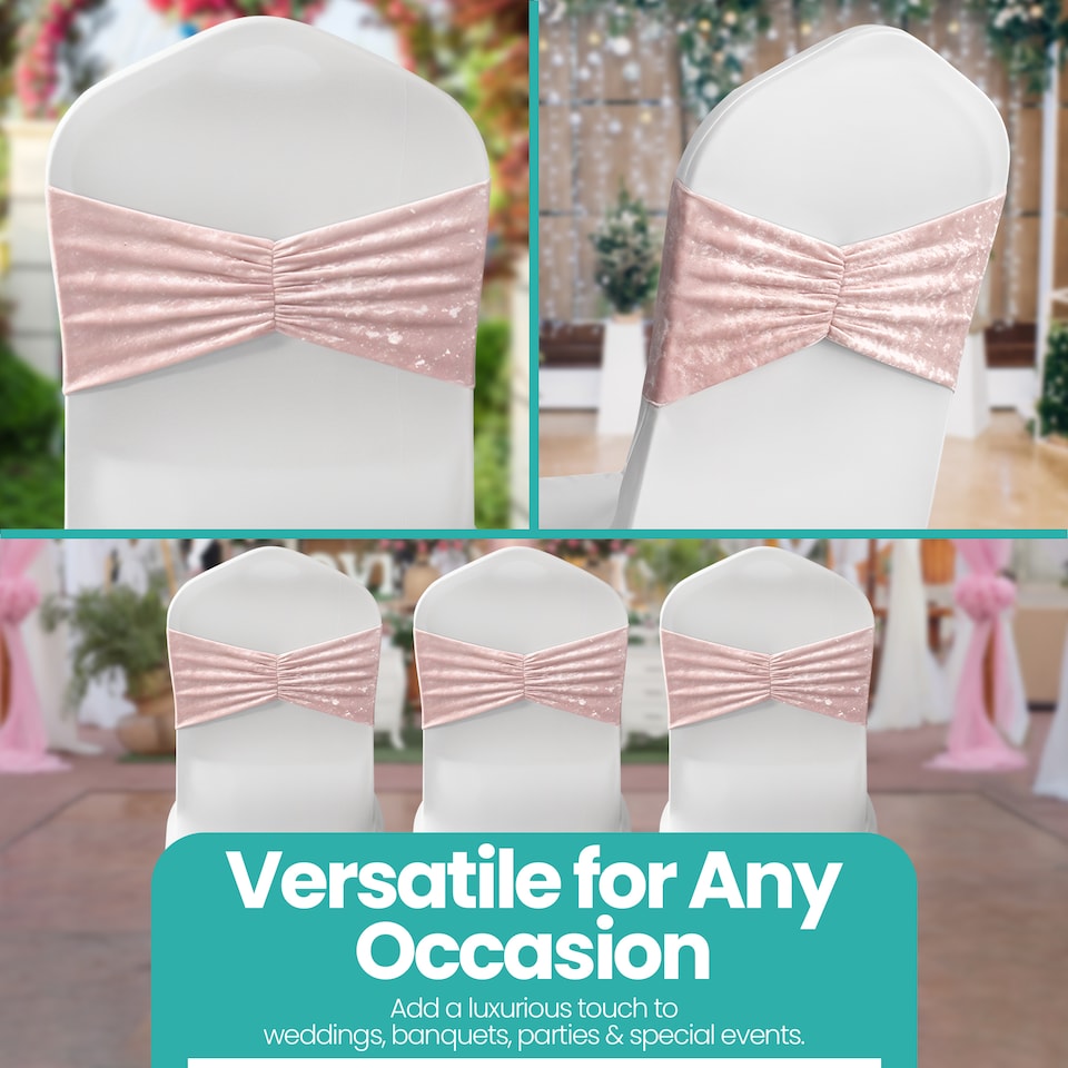 image 1 of Crushed Velvet Chair Band, Glitz Shiny Fabric Sashes - 1pc
