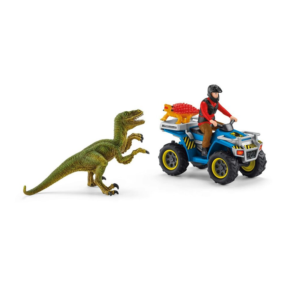 image 1 of SCHLEICH Dinosaurs Quad Escape from Velociraptor Toy Playset