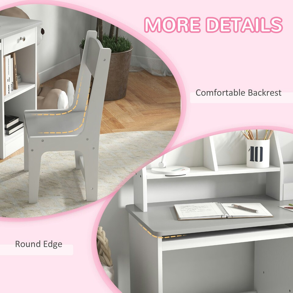 image 1 of ZONEKIZ Kids Desk and Chair Set with Storage, for Ages 5-8 Years