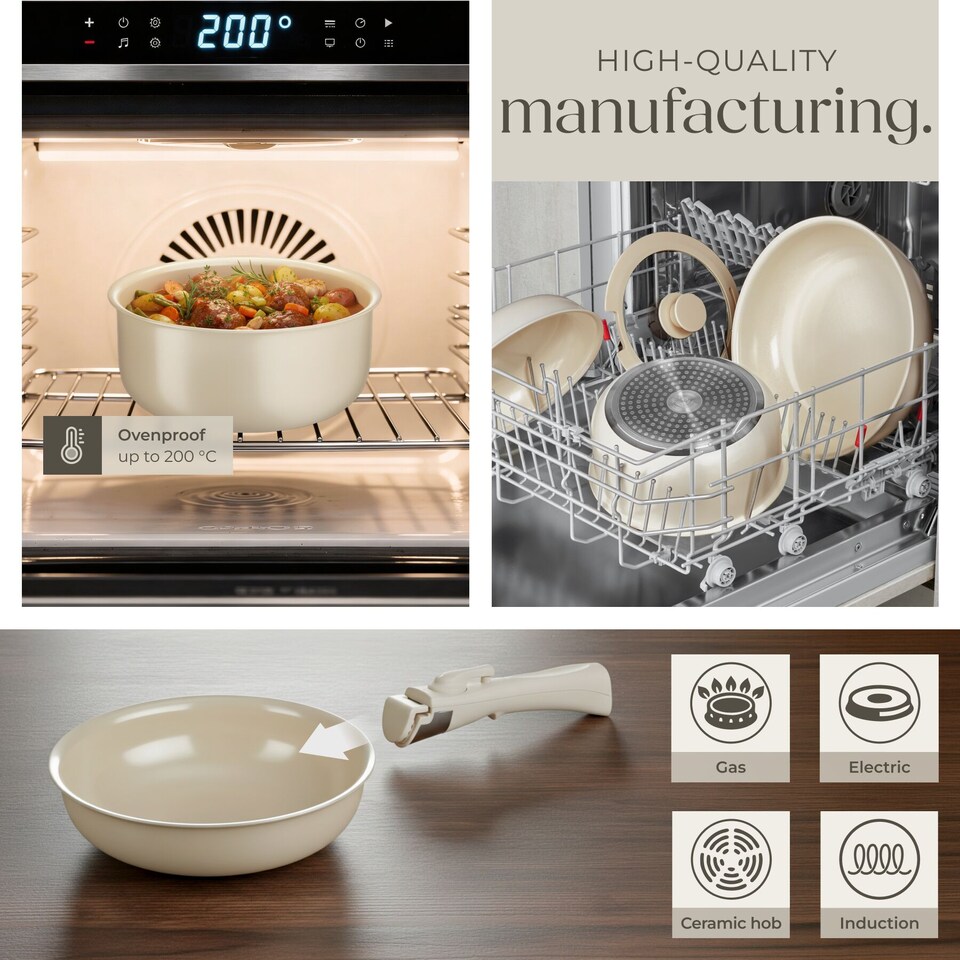 image 1 of Kitchen starter set for 6 people with crockery, pots and more | Black | black/white | 1