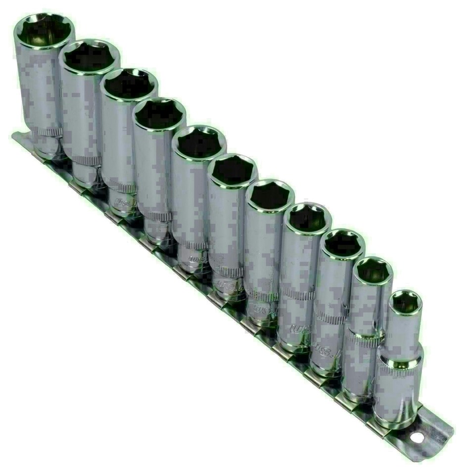 image 1 of 3/8" Drive Double Deep Metric MM Sockets Single Hex 6 Sided 8mm - 19mm 11pc